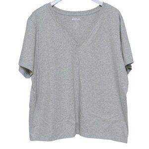 BOMBAS  V-Neck Tee Plus Size 1X Heather Gray Short Sleeve Pima Cotton